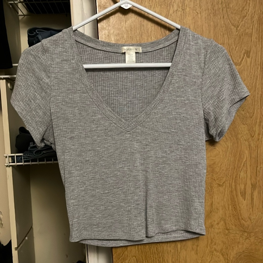 Gray V-neck tee